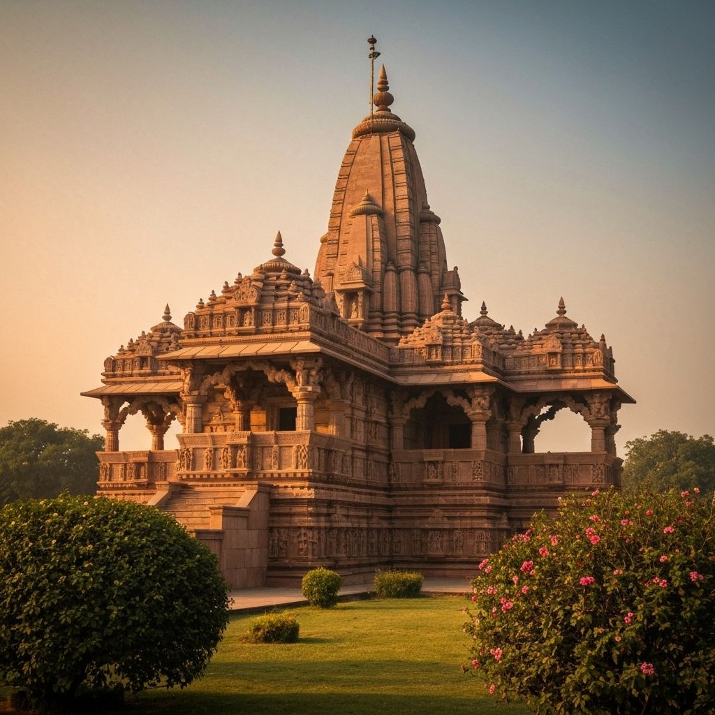 Temple silhouette at sunrise