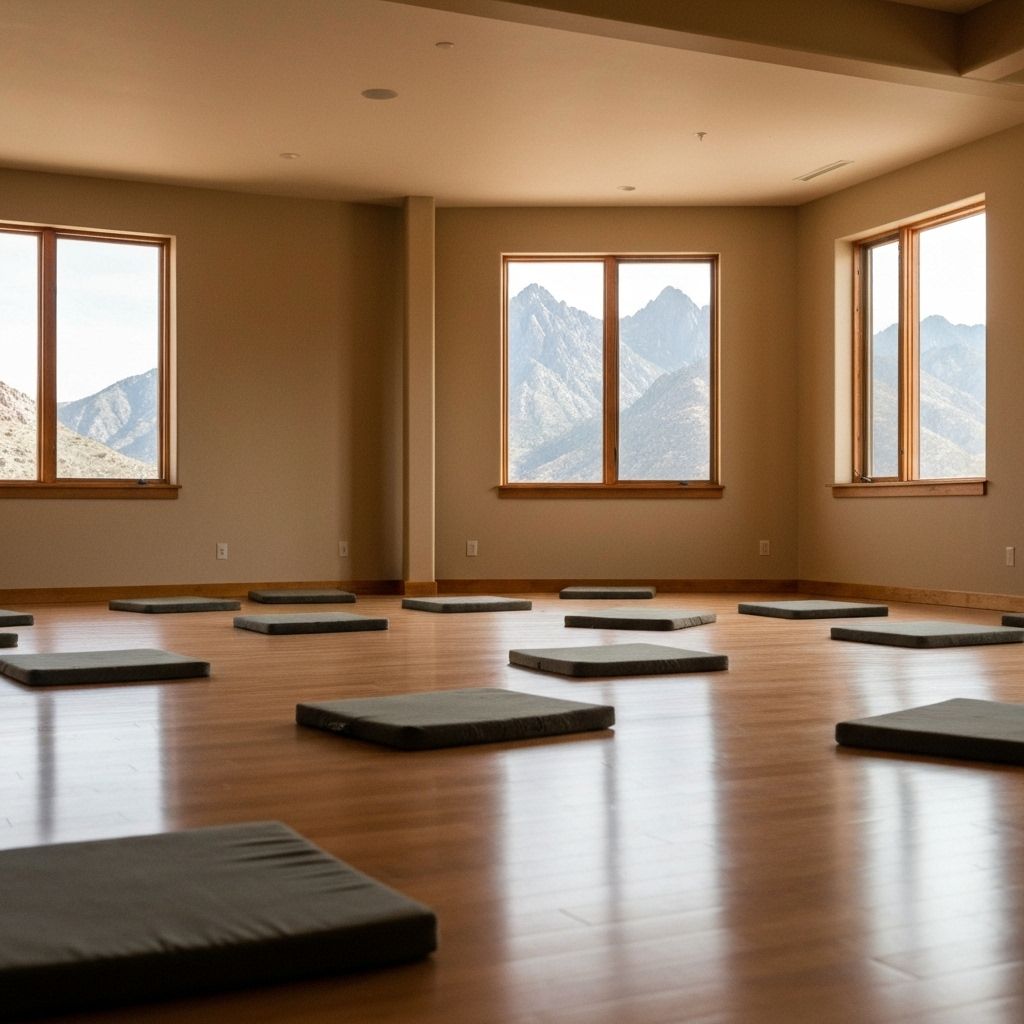 Zen meditation hall interior