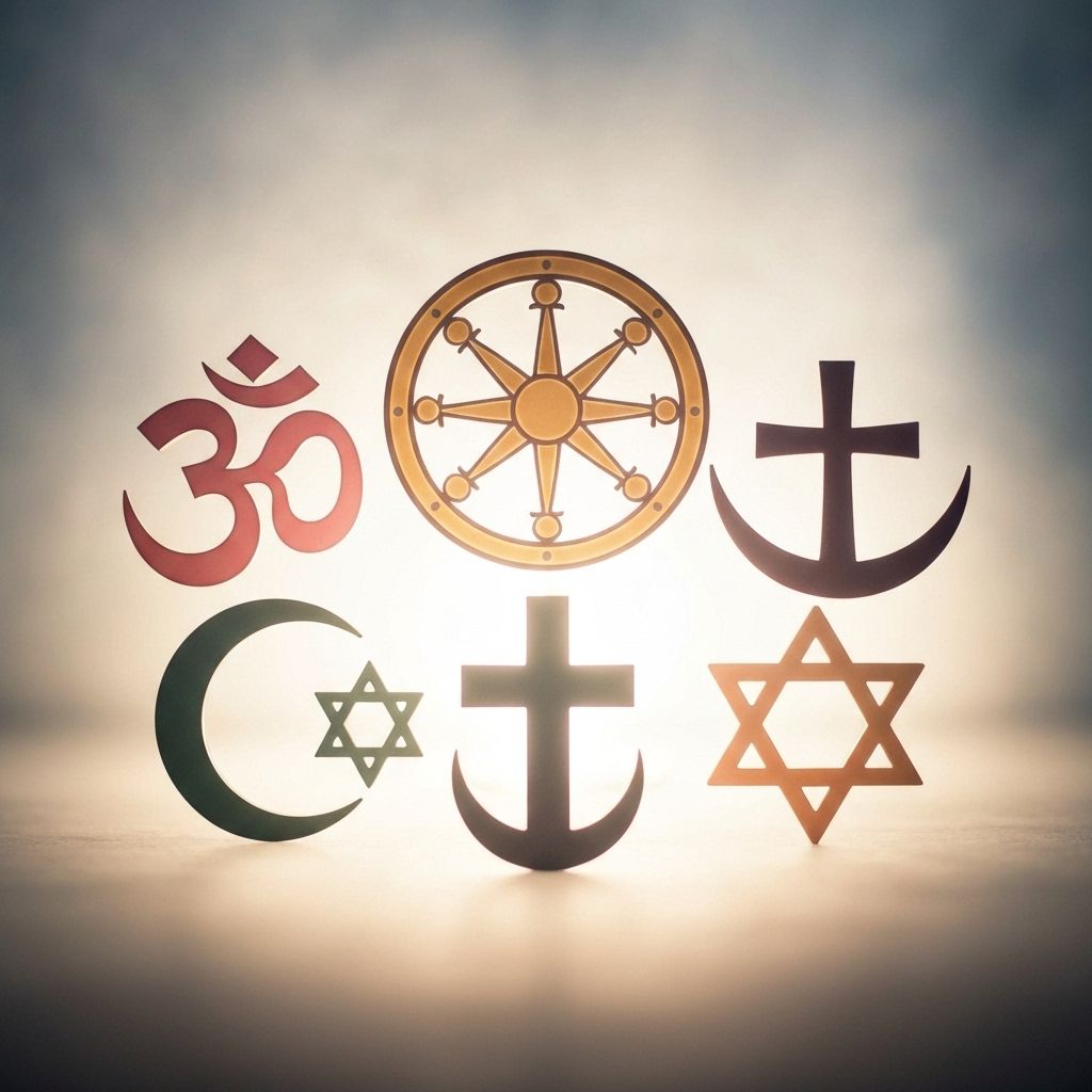 Diverse spiritual symbols representing unity among traditions